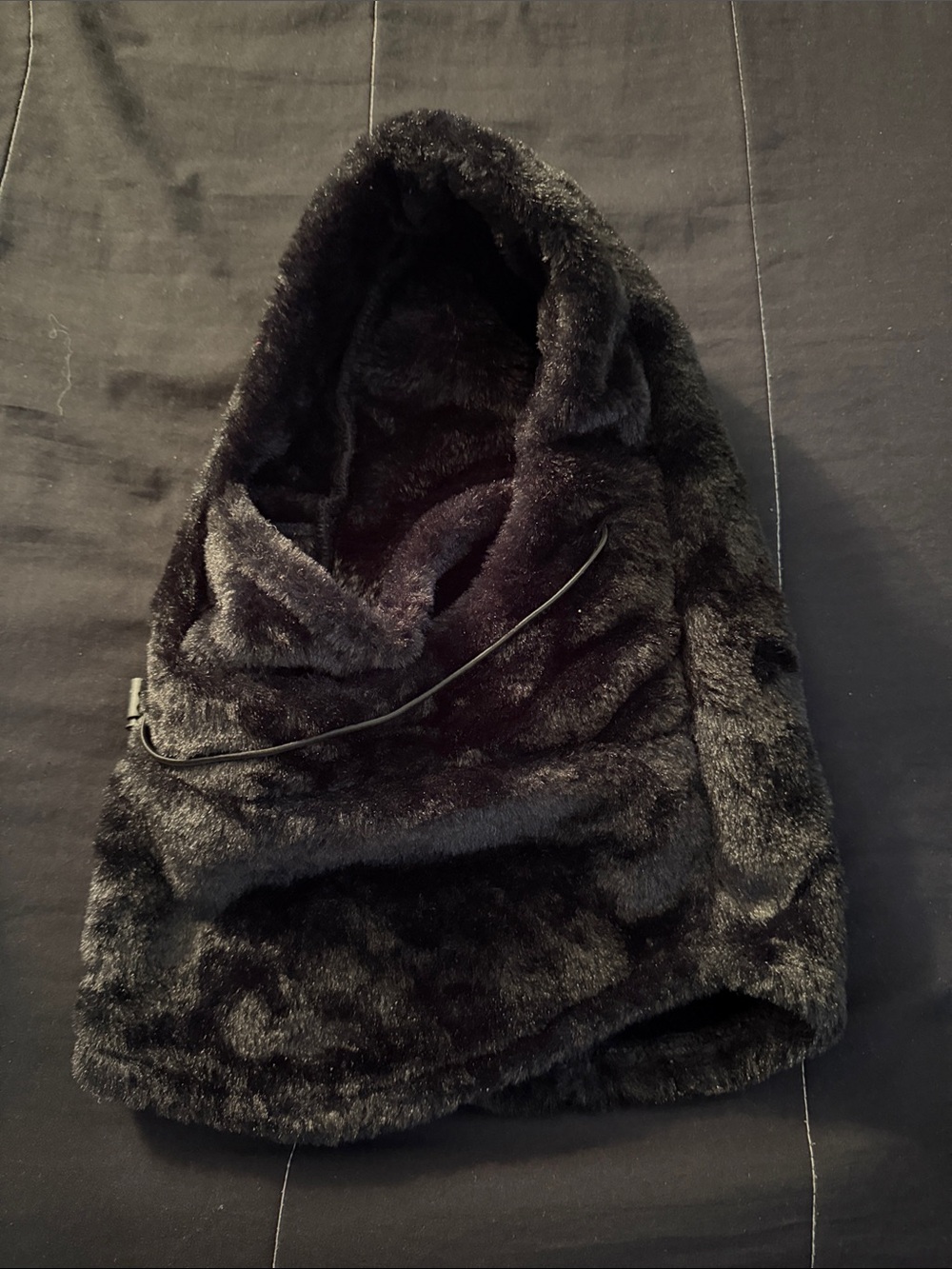 Cozy Faux Fur Hooded Snood - Black